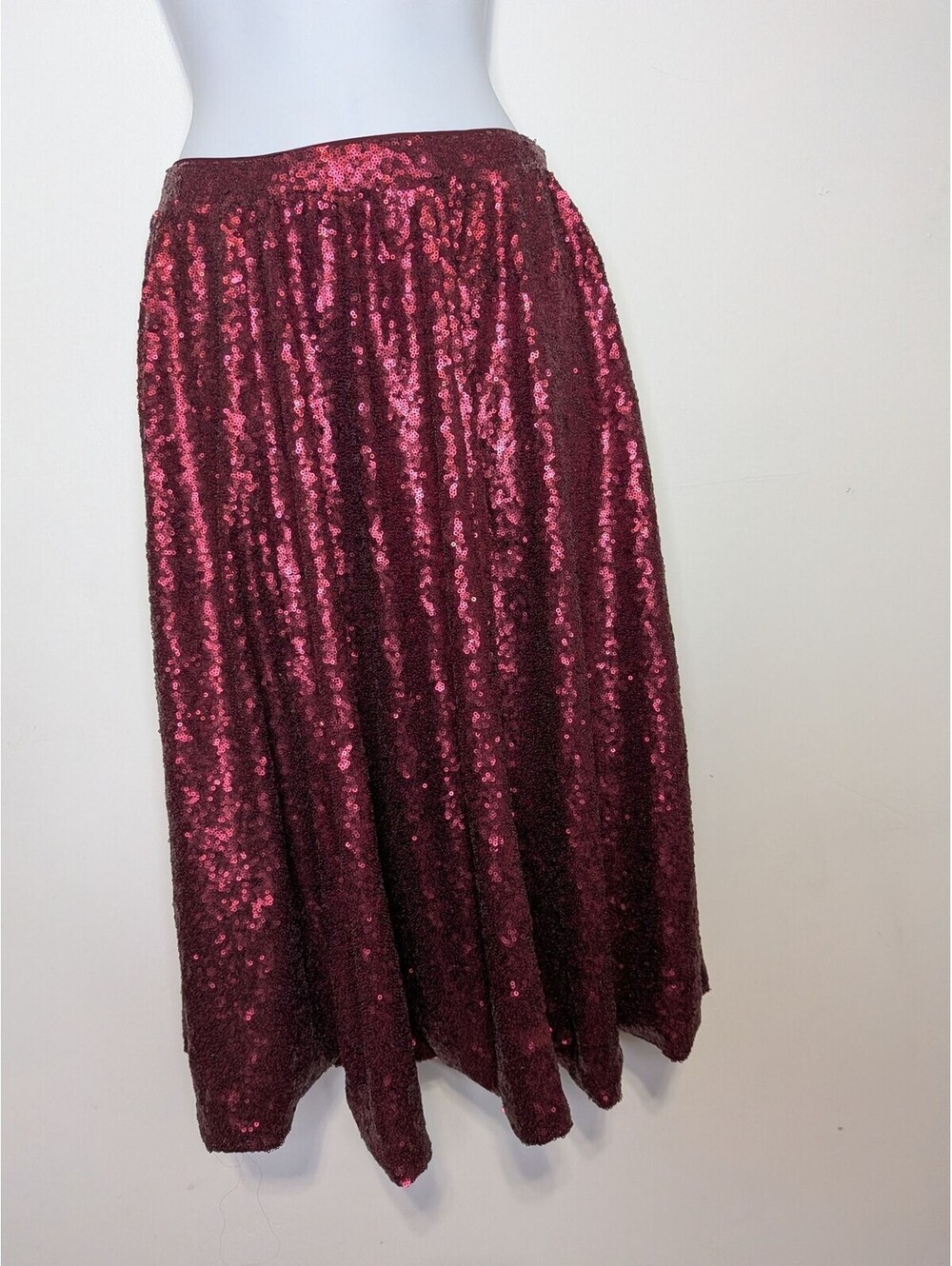 Slate & Willow Skirt Womens M Pink Sequin Satin A Line Midi Lined Party Formal